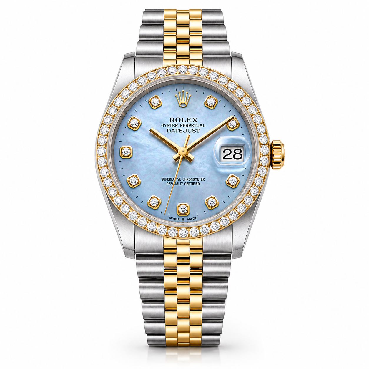 Rolex Datejust Watch | 31MM | Blue Mop Diamond Dial | Diamond Bezel  | Jubilee Band | 1.35ct