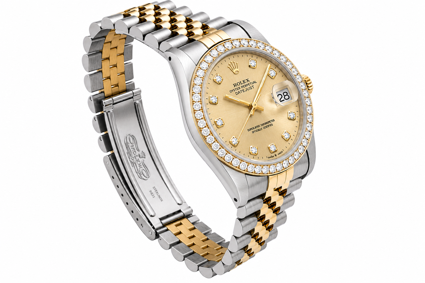 Rolex Datejust Watch | 31MM | Champagne  Diamond Dial | Diamond Bezel  | Jubilee Band | 1.35ct