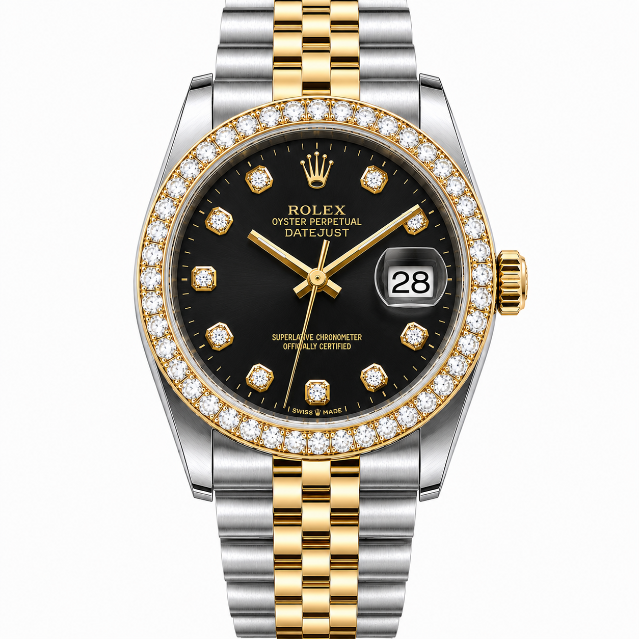 Rolex Datejust Watch | 31MM | Black Diamond Dial | Diamond Bezel  | Jubilee Band | 1.35ct
