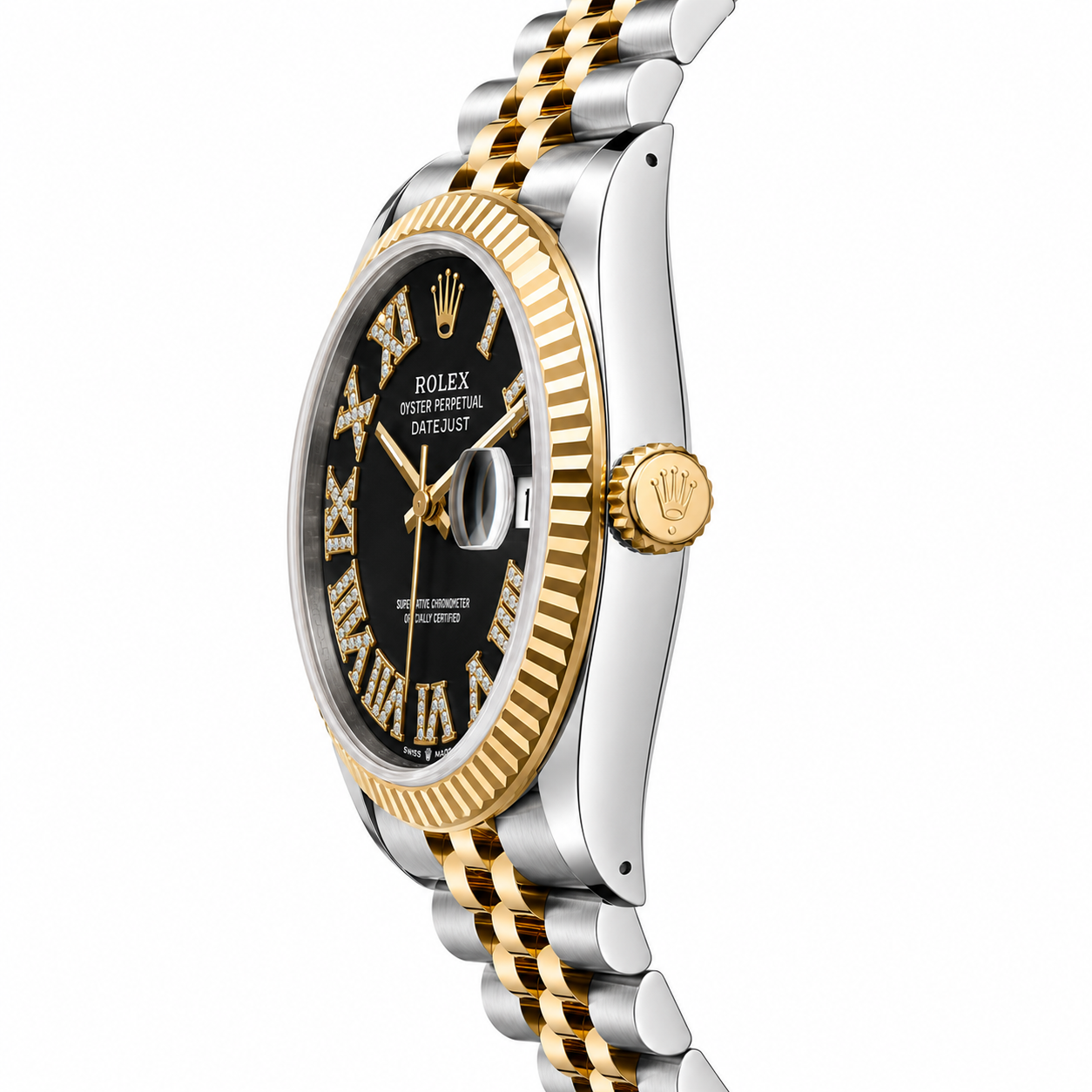 Rolex Datejust | 36MM | Roman Black Diamond Dial | Two Tone |  Jubilee Band 16013