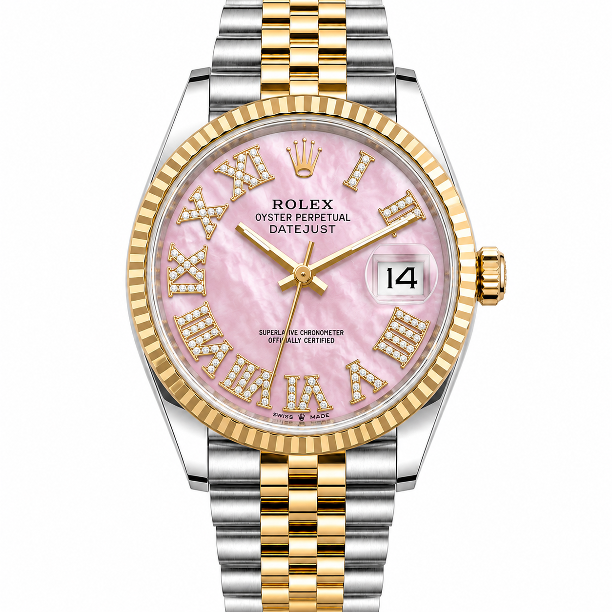 Rolex Datejust | 36MM | Roman Pink Diamond Dial | Two Tone |  Jubilee Band 16013