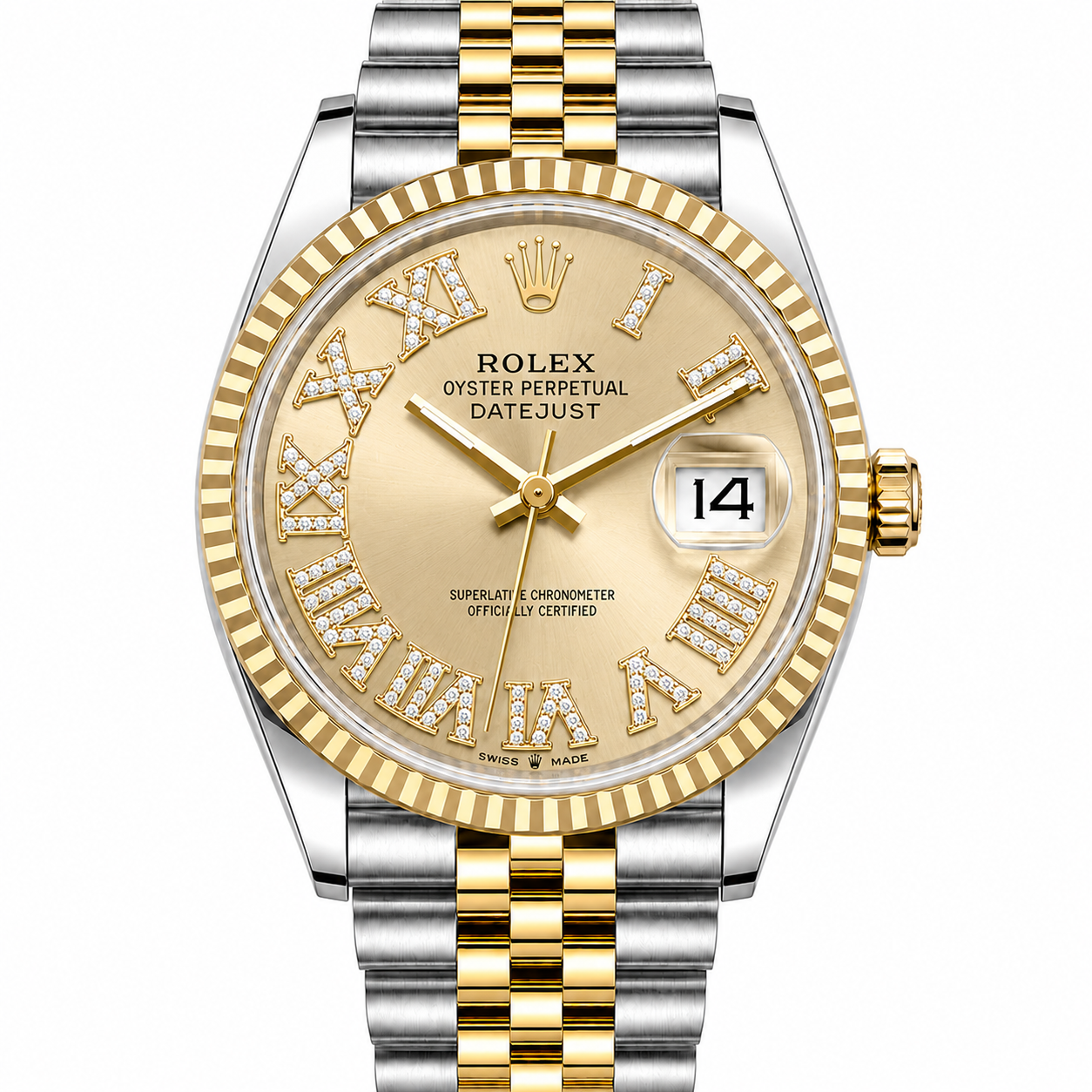 Rolex Datejust | 36MM |  Roman Champagne  Diamond Dial | Two Tone |  Jubilee Band 16013