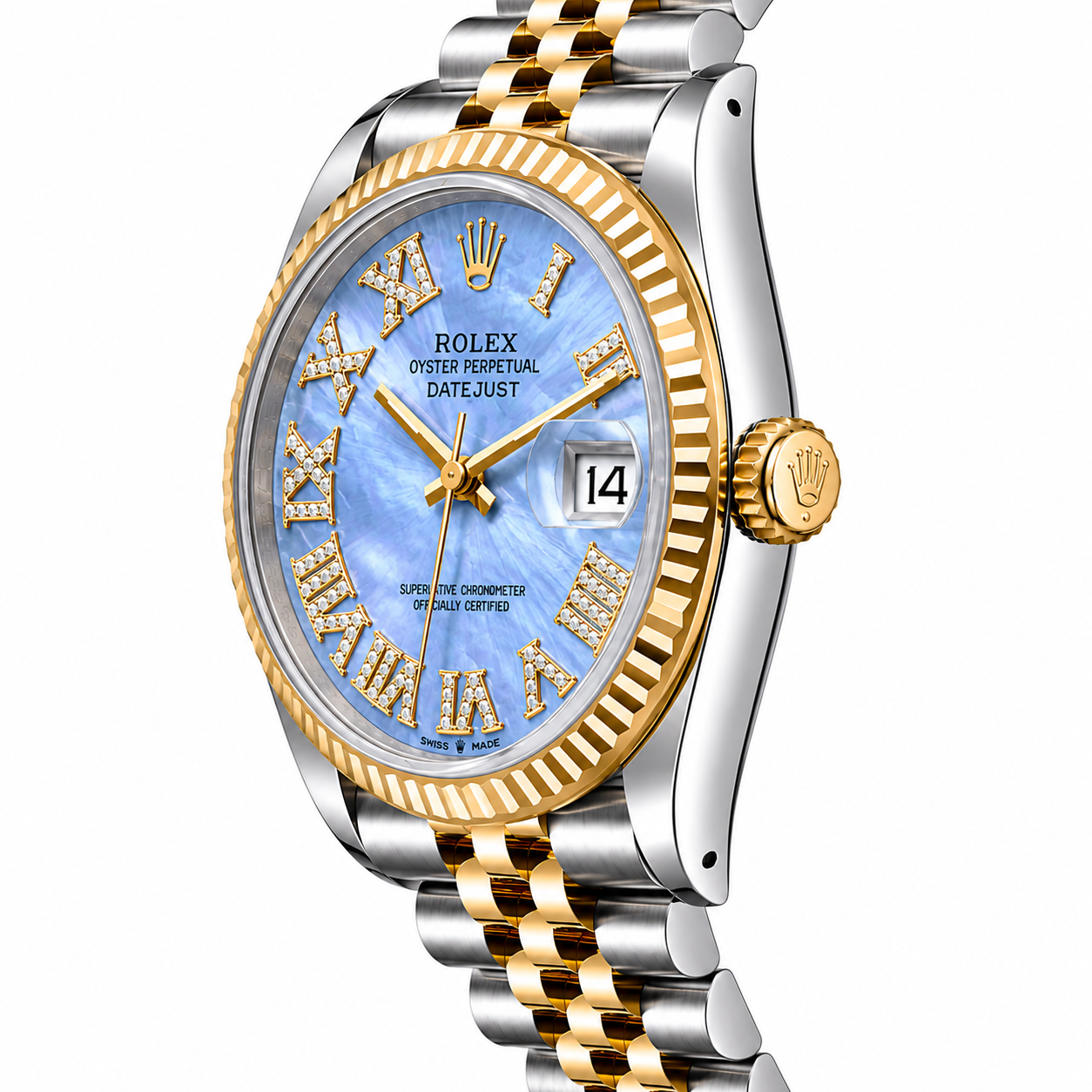 Rolex Datejust | 36MM |  Roman Blue Mop Diamond Dial | Two Tone |  Jubilee Band 16013