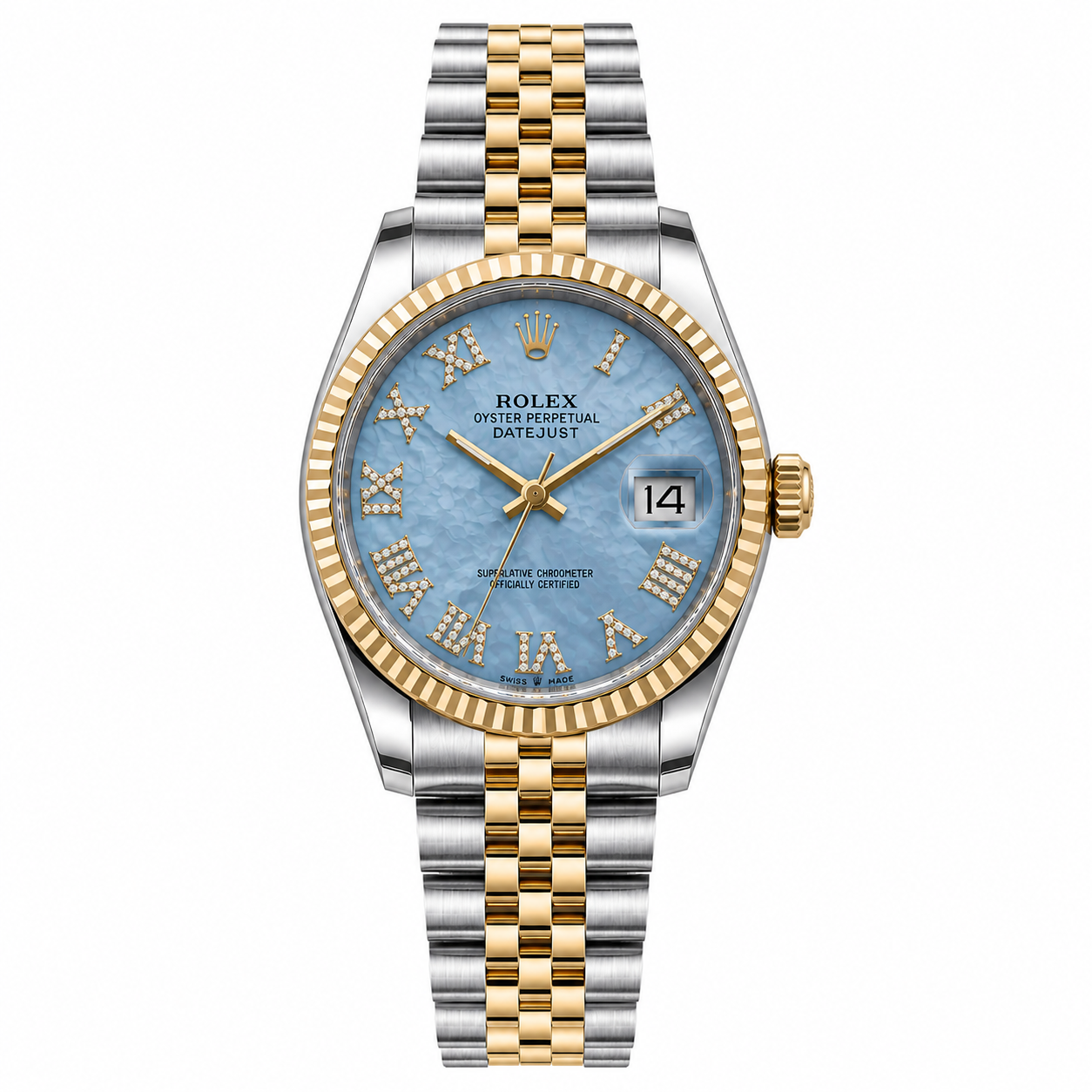 Rolex Datejust | 36MM |  Roman Blue Mop Diamond Dial | Two Tone |  Jubilee Band 16013