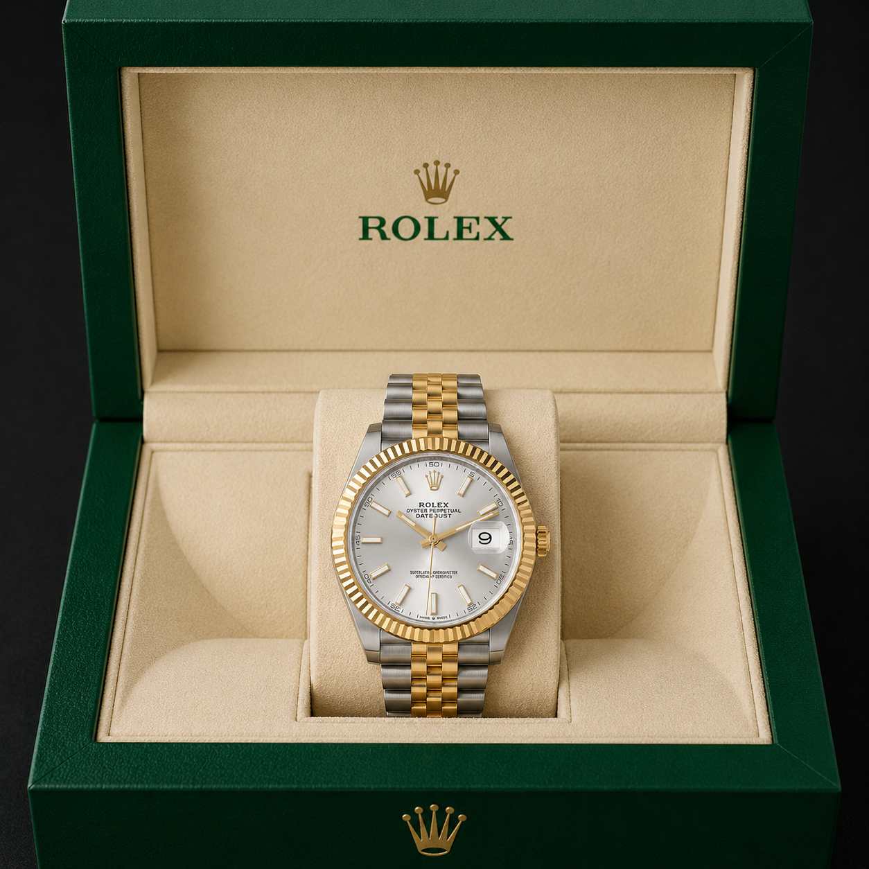 Rolex Oyster Perpetual Datejust Watch 126333 for Mens | 41MM | Yellow Gold Silver Dial - Steel