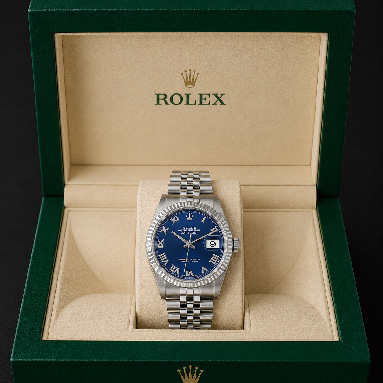 Rolex Datejust Watch 16234 for Men | 36MM | Blue Roman Dial | Steel White Gold