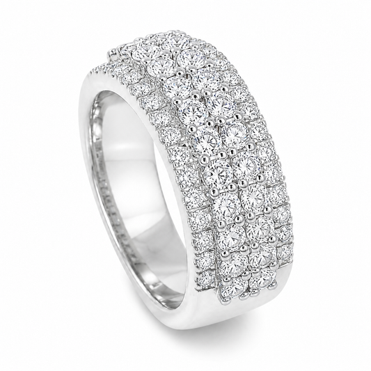 2.37CT Solid Gold Lab Diamond 4 Row Double Layer Men's Band Two Tone 10KT