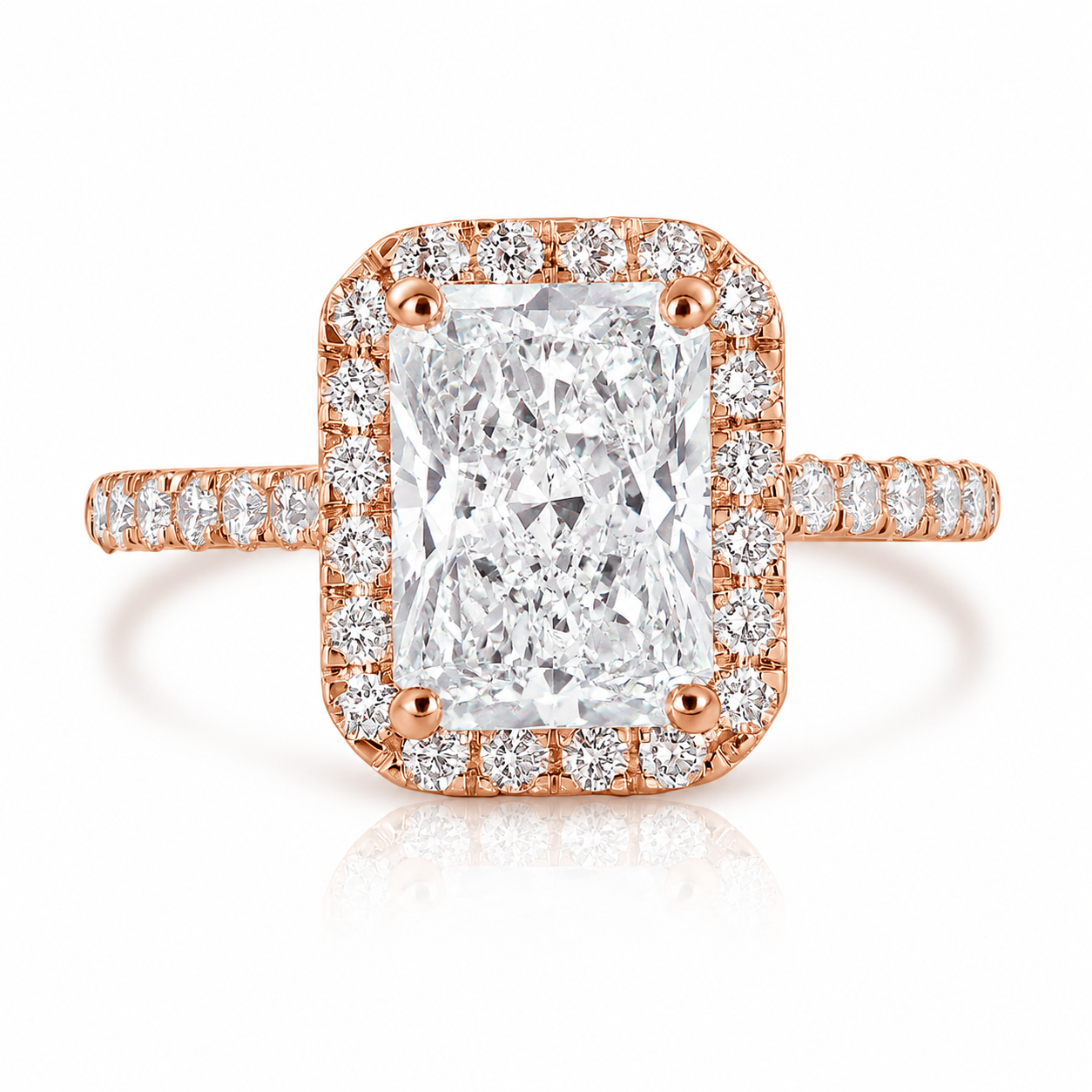 3.82CT E VS1 Radiant Lab Grown Diamond Engagement Ring 14kt