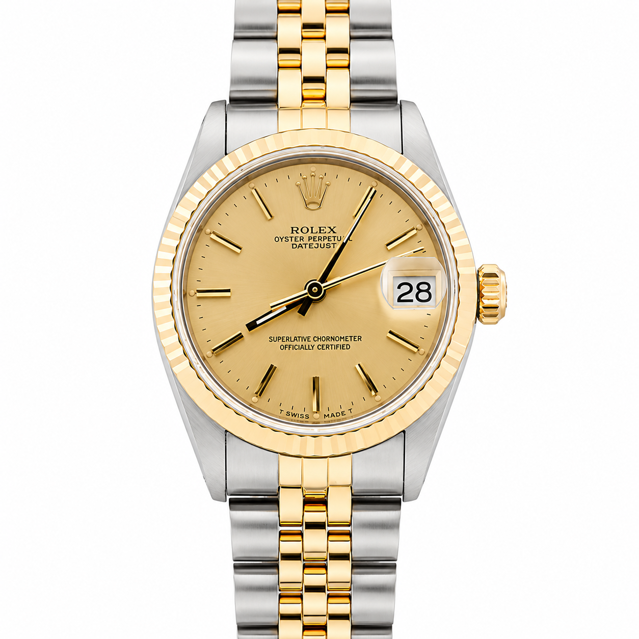 Rolex  Datejust 31 mm Fluted Bezel Champagne Index Dial Jubilee Band