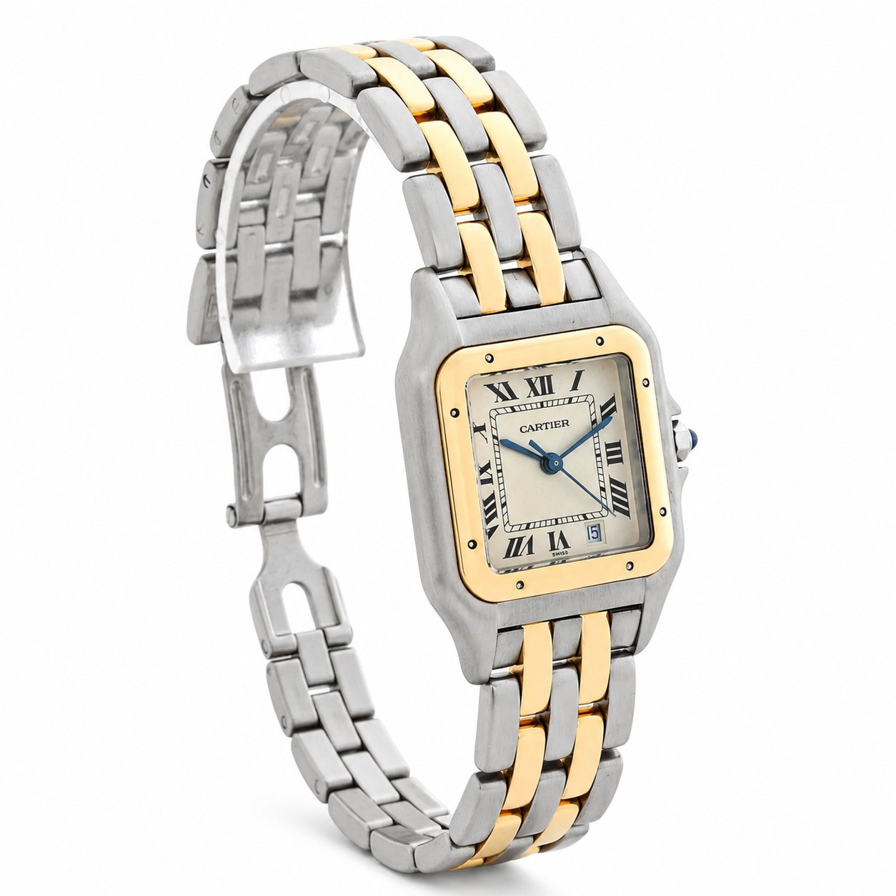 Cartier 2-Row W25028B6 Midsize Panther 2-Tone Steel & Gold Watch