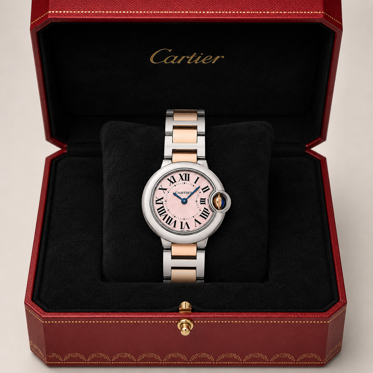 Cartier W2BB0009  Ballon Bleu 28mm 18K Gold Steel MOP Dial Lady's Quartz Watch