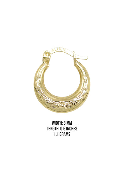 10K Womens Gold Hoop Earrings | 3MM