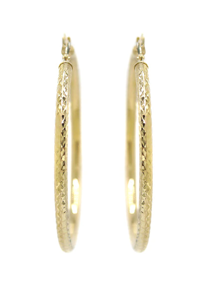 10K Womens Gold Hoop Earrings | Customizable Size | 3MM