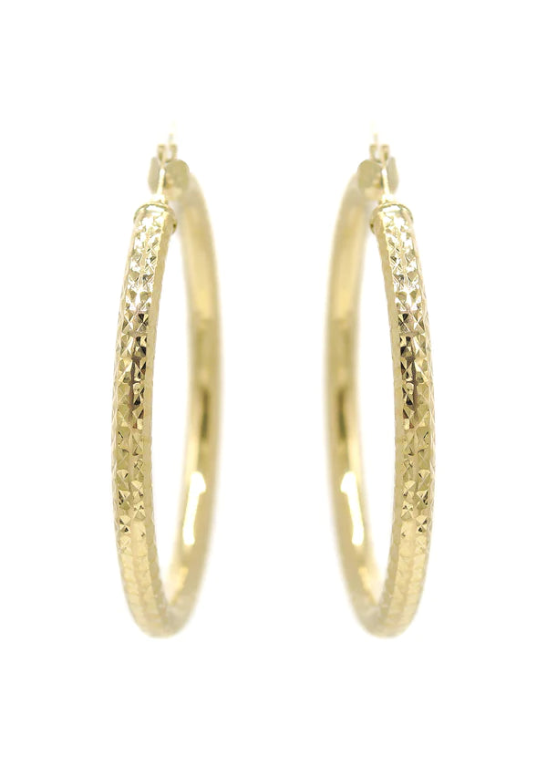 10K Womens Gold Hoop Earrings | Customizable Size | 4MM
