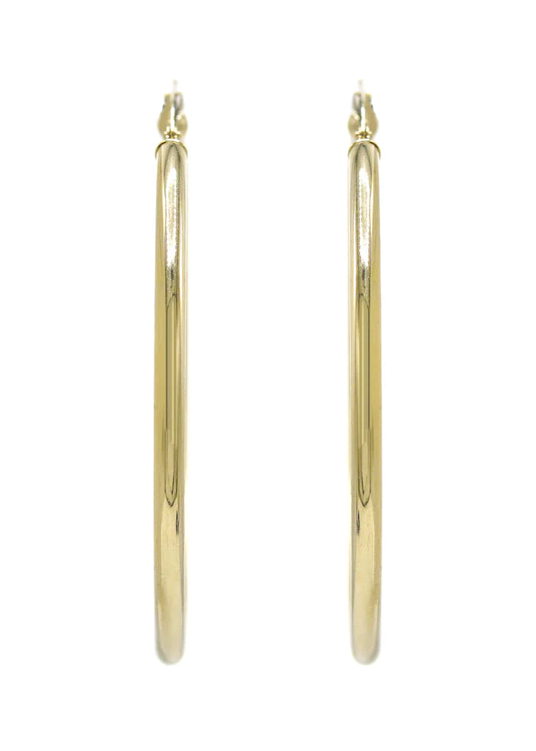 10K Womens Gold Hoop Earrings | Customizable Size | 3 MM