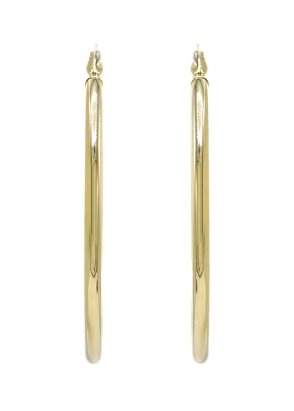 10K Womens Gold Hoop Earrings | Customizable Size | 3 MM
