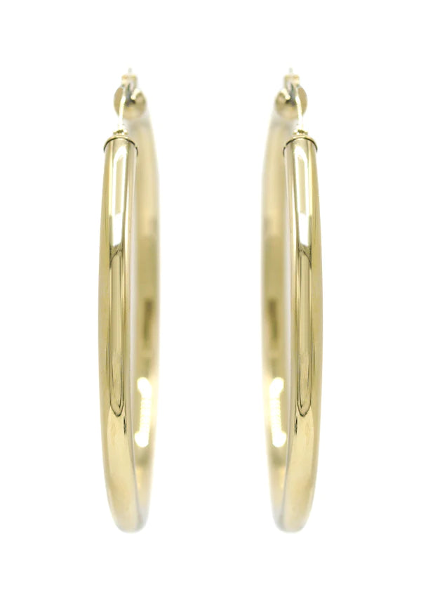 10K Womens Gold Heart Hoop Earrings | Customizable Size | 4MM