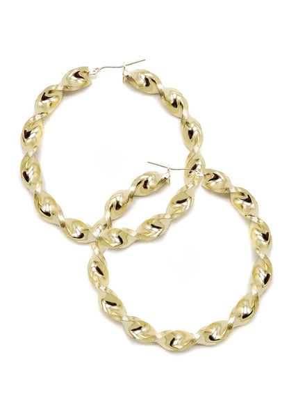 10K Womens Gold Hoop Earrings | Customizable Size | 8MM