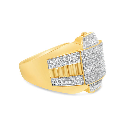 Mens Diamond Square Pinky Ring | 10K Yellow Gold | 0.62CTW
