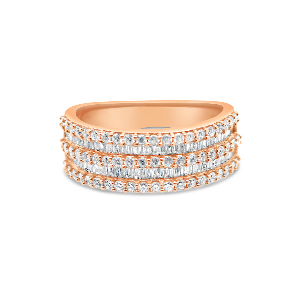Mens Gold Round and Baguette Diamond Ring | 14K | 1.70CTW