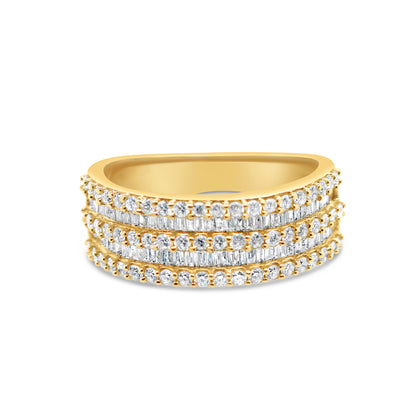 Mens Gold Round and Baguette Diamond Ring | 14K | 1.70CTW