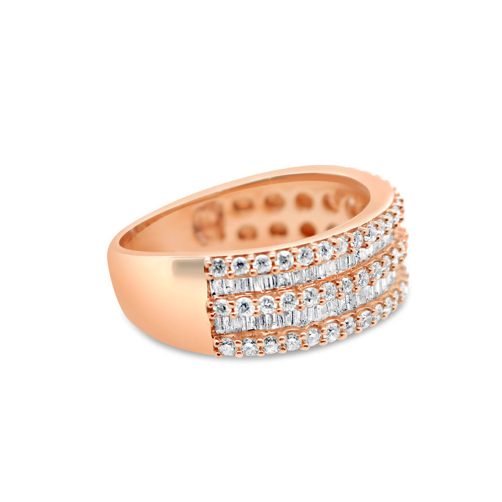 Mens Gold Round and Baguette Diamond Ring | 14K | 1.70CTW