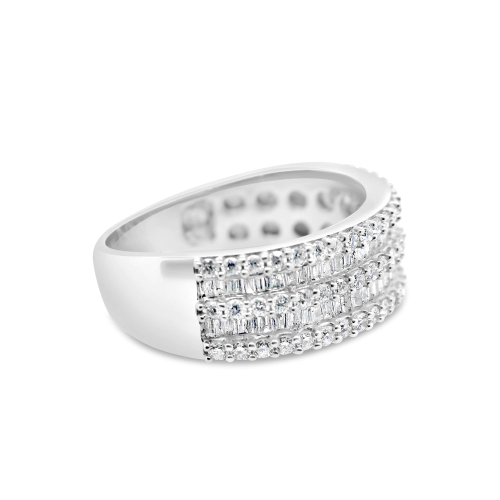 Mens Gold Round and Baguette Diamond Ring | 14K | 1.70CTW