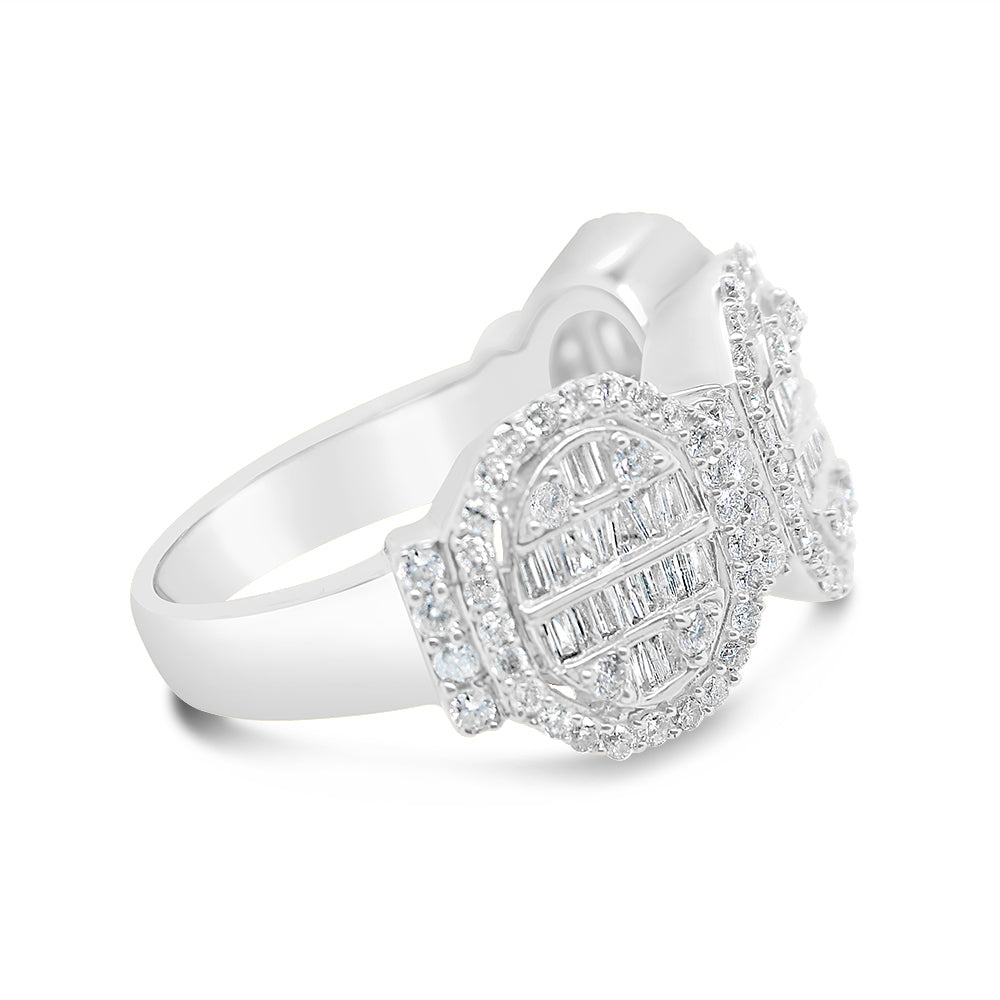 Mens Gold Round and Baguette Diamond Ring | 14K | 1.55 CTW