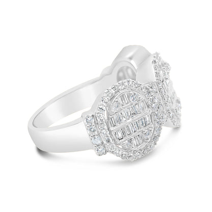 Mens Gold Round and Baguette Diamond Ring | 14K | 1.55 CTW