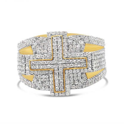 Gold Diamond Cross Ring | 10K | 0.80 CTW