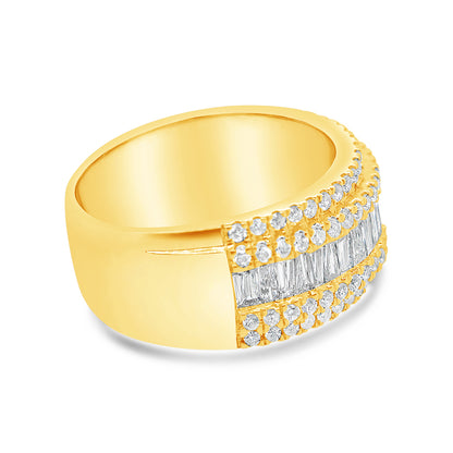Gold Round and Baguette Diamond Ring | 14K | 2.72 CTW