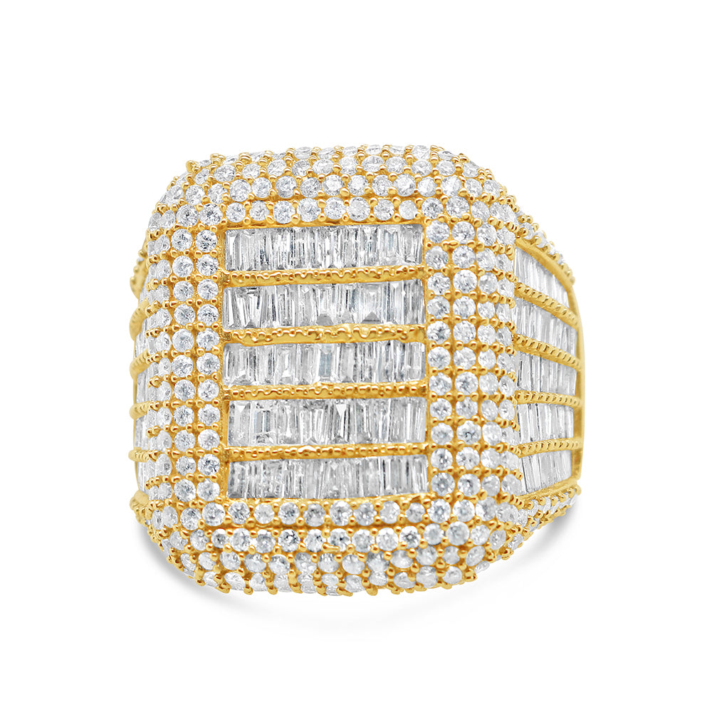 Mens Gold Baguette and Round Diamond Pinky Ring | 14K Yellow Gold | 5.36 CTW