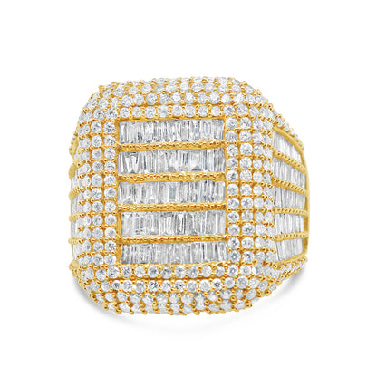 Mens Gold Baguette and Round Diamond Pinky Ring | 14K Yellow Gold | 5.36 CTW