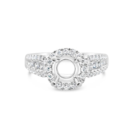 Gold Diamond | Semi Mount -Fits 2.5CT Stone | Engagement Ring | 18K | 0.80 CTW