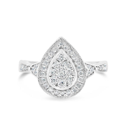 Gold Diamond Tear Drop/Pear Engagement Ring | 10K Yellow Gold | 0.51 CTW