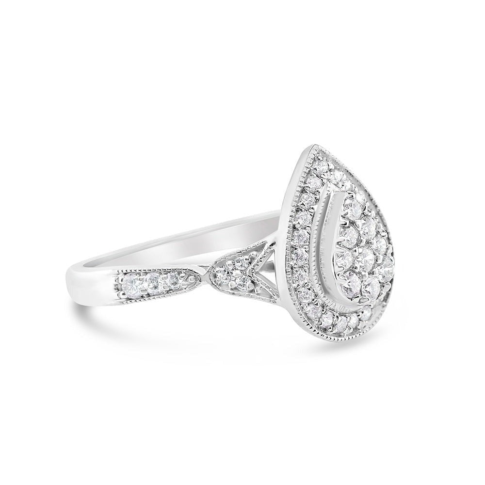 Gold Diamond Tear Drop/Pear Engagement Ring | 10K Yellow Gold | 0.51 CTW