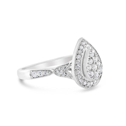Gold Diamond Tear Drop/Pear Engagement Ring | 10K Yellow Gold | 0.51 CTW