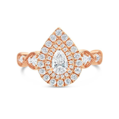 Gold Diamond Tear Drop/Pear Engagement Ring | 14K | 0.98 CTW