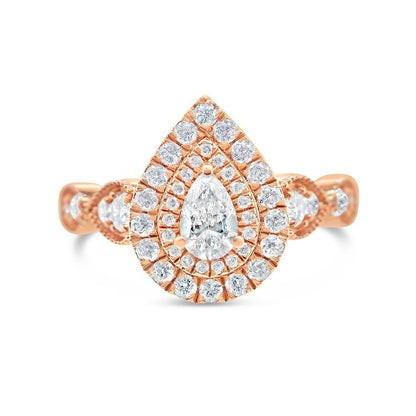 Gold Diamond Tear Drop/Pear Engagement Ring | 10K Yellow Gold | 0.51 CTW