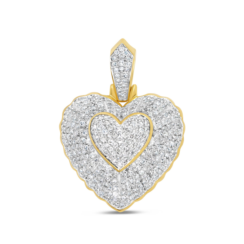 Double Golden Heart - Yellow Gold Diamond Pendant | 1.25CTW | 10K