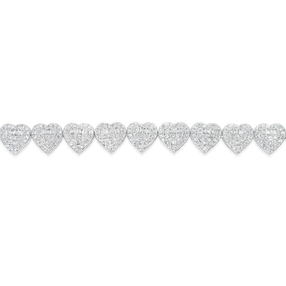 14K Gold 3.00CT Baguette and Round Diamond - Heart Bracelet