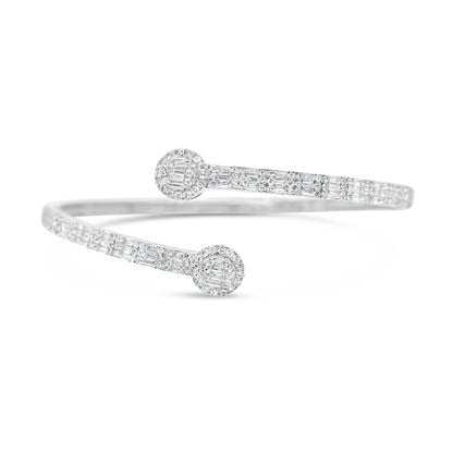 10K Gold 1.50CT Baguette and Round Diamond - Standard Round Eternity Bangle