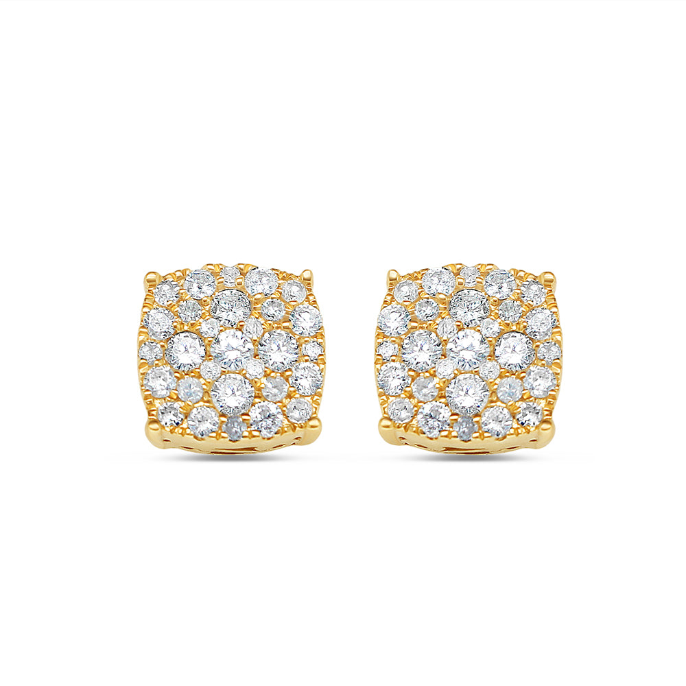 14k Gold Diamond Square Earrings 8.0mm 0.70CTW
