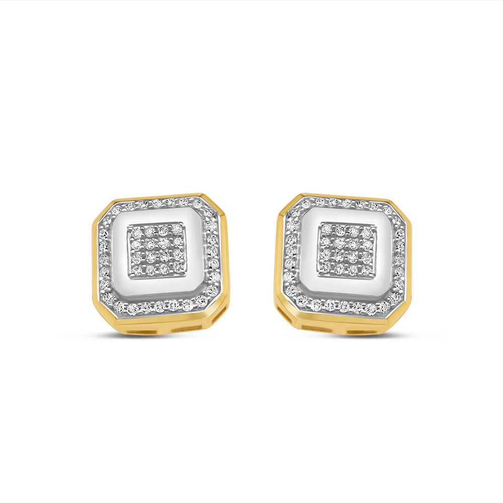 10k Gold Diamond Square Earrings 10.5mm .29CT
