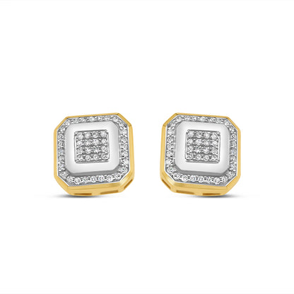 10k Gold Diamond Square Earrings 10.5mm .29CT