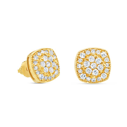 Gold Diamond Square Earrings | Yellow Gold 10K | 0.56CT | 9.3MM