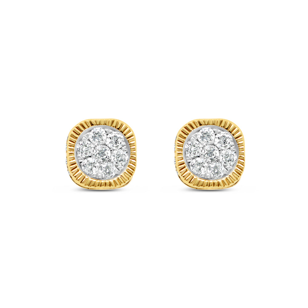 14K Yellow Gold | Diamond Cube Earrings | 1.00CTW | 6.70MM