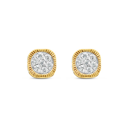 14K Yellow Gold | Diamond Cube Earrings | 1.00CTW | 6.70MM