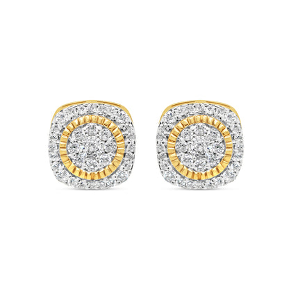 14K Yellow Gold | Diamond Square Earrings | 1.00CTW | 10.08MM