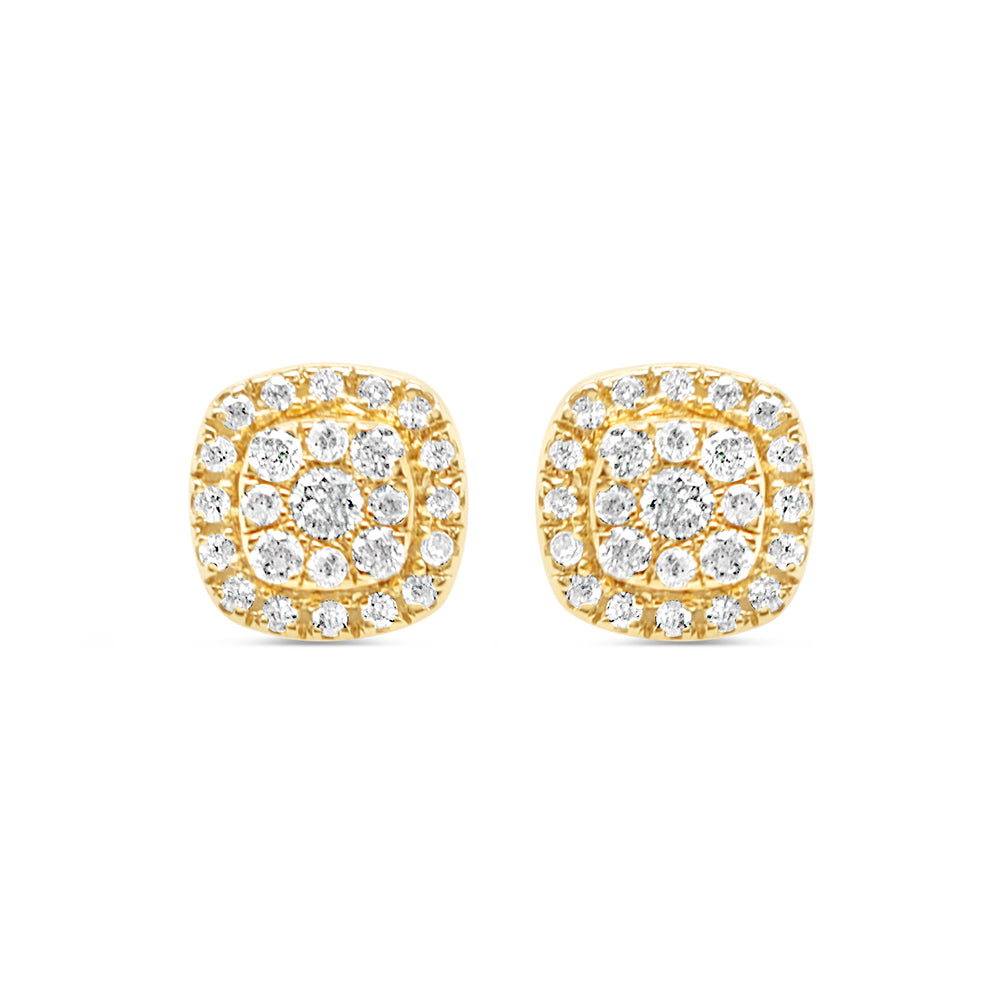 14K Yellow Gold | Diamond Square Earrings | 0.24CTW | 5.7MM